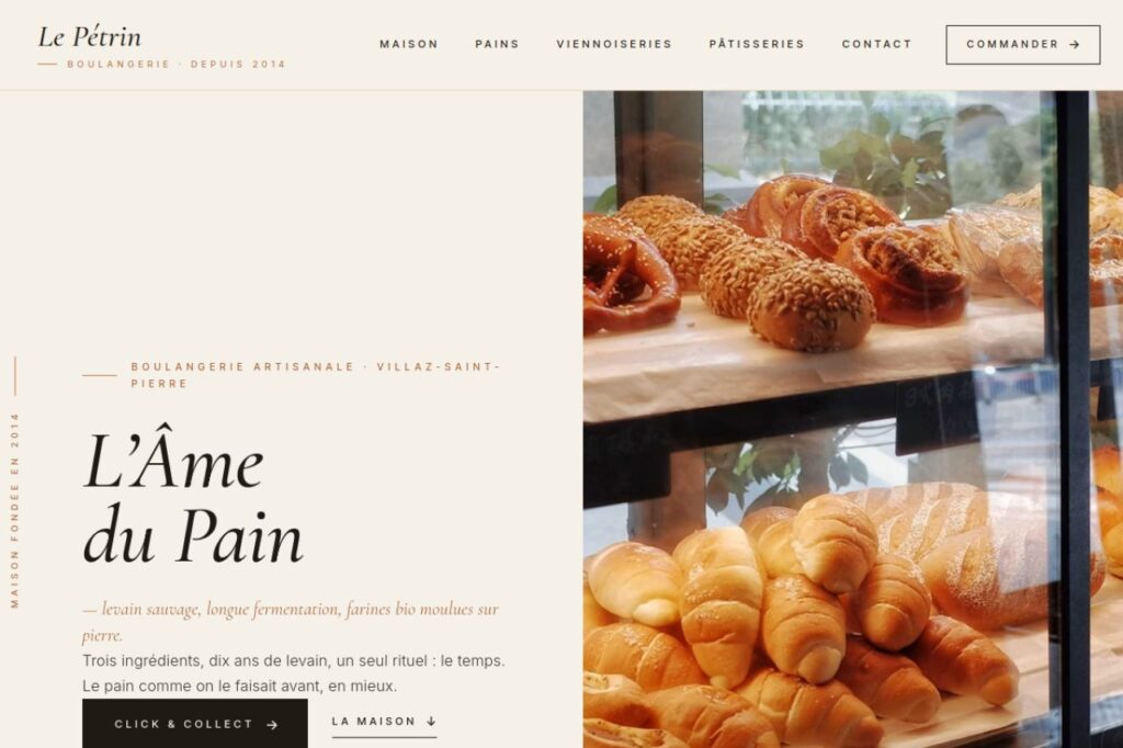 Site web de la boulangerie Le Pétrin — réalisé par JN Solutions Digitales