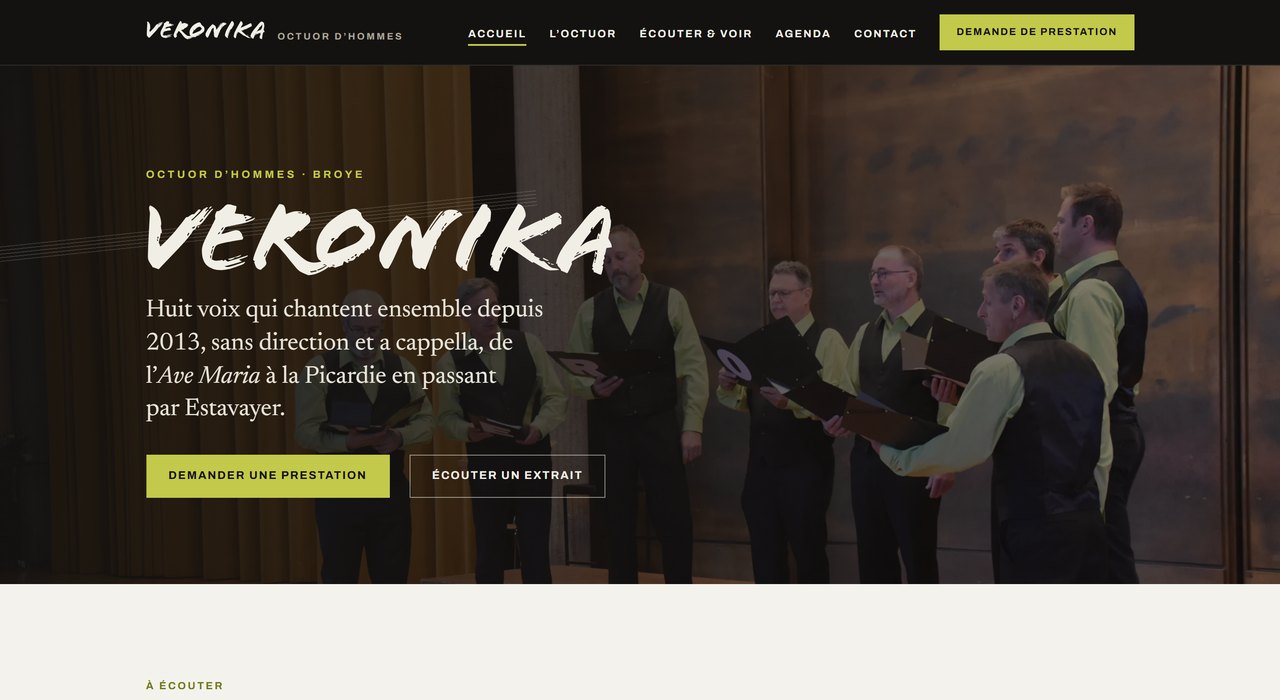Site Octuor Veronika réalisé par JN Solutions Digitales